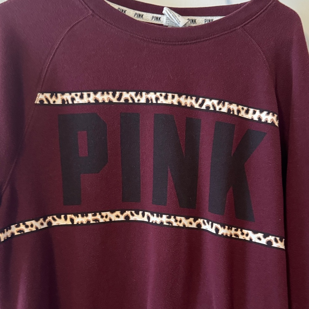 PINK Victoria's Secret Maroon Crew Neck Sweater - Picture 2 of 6